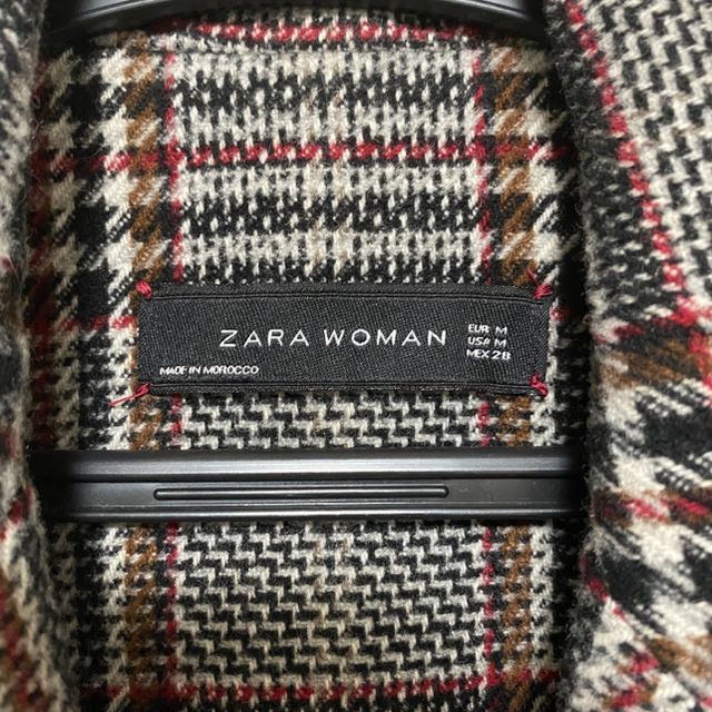 ZARA(ザラ)のZARA チェック柄 チェスターコート グレー レディースのジャケット/アウター(チェスターコート)の商品写真