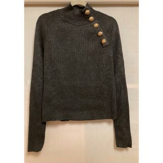 ザラ(ZARA)のZARA ザラ ハイネックリブニット　チャコールグレー(ニット/セーター)