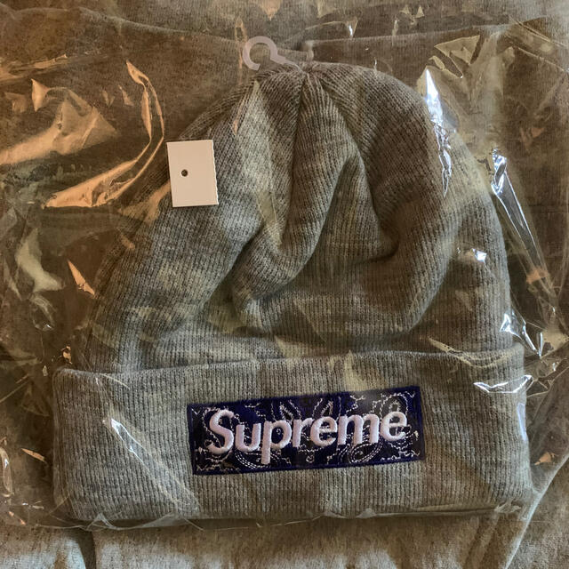 supreme box logo beanie gray