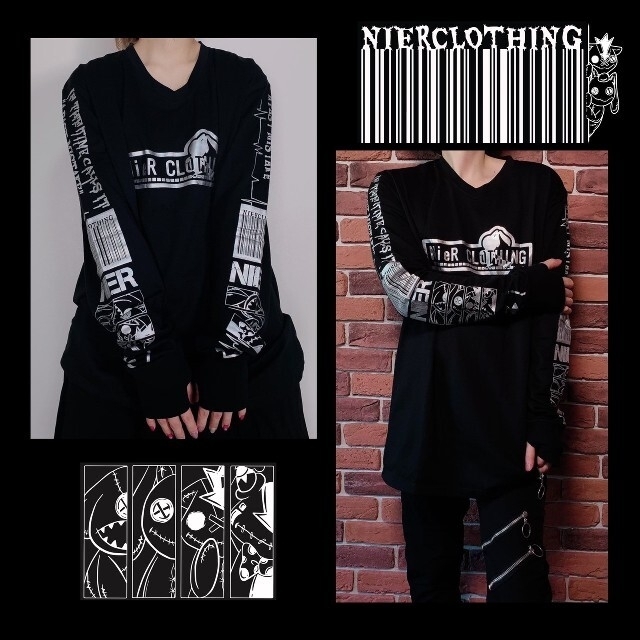 NieR 指穴付きBLACK LONG CUTSEW メンズのトップス(Tシャツ/カットソー(七分/長袖))の商品写真