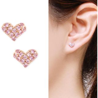 ジュエリーツツミ(JEWELRY TSUTSUMI)の ツツミＫ10⭐️WGゴールド、ピンクサファイヤ⭐️ハートピアス(ピアス)