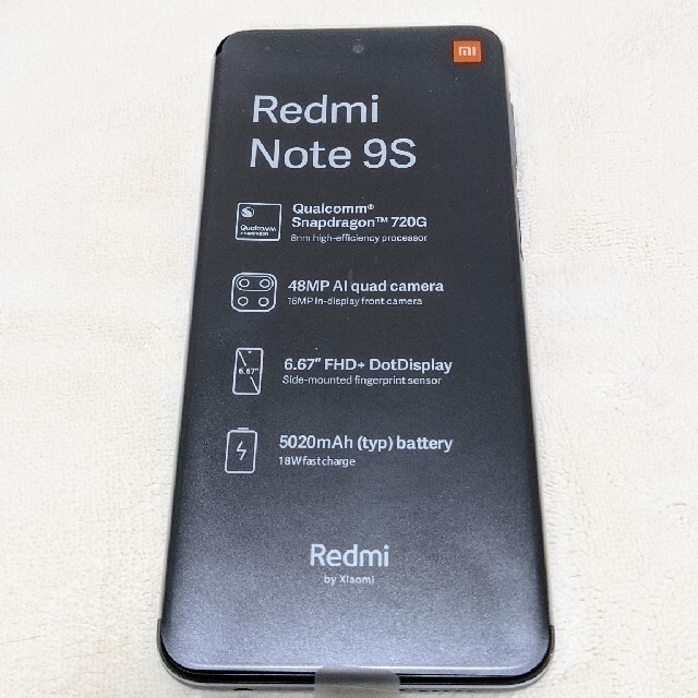 Xiaomi Redmi note 9s グレイシャーホワイトカラー　4GB R