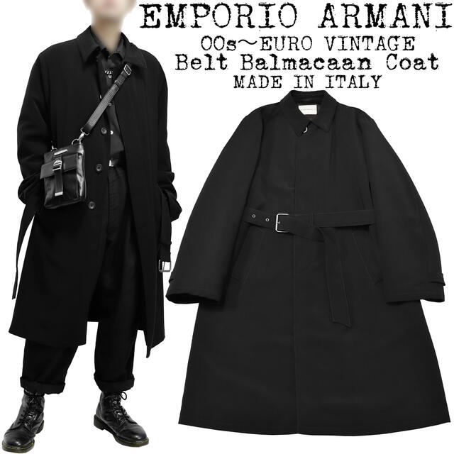 美品★定価約13万★ARMANI★アルマーニ★ロングコート★ブラック★イタリア製ロングコート