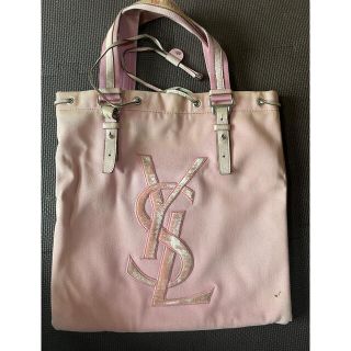 サンローラン(Saint Laurent)のイヴ　サンローラン　ピンク　トートバッグ　YSL 37cm四方(トートバッグ)