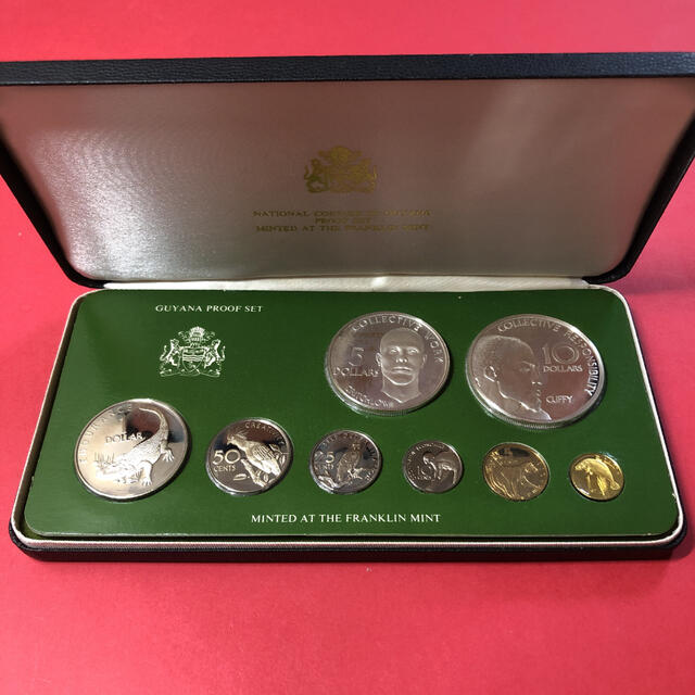 評価 1980 ガイアナ 銀貨入りプルーフ貨幣セット コインセット