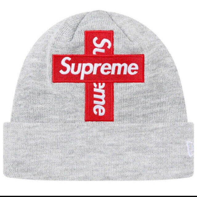 supreme cross box logo beanie grey