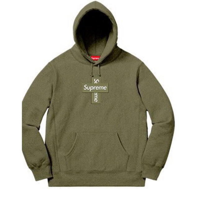 Supreme - Supreme cross box logo hooded olive Sサイズ