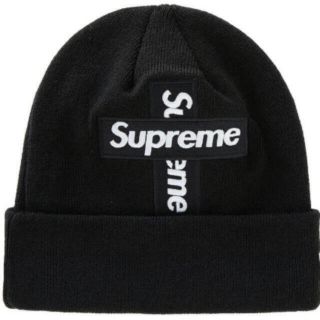 シュプリーム(Supreme)のsupreme New Era Cross Box Logo Beanie 黒(ニット帽/ビーニー)