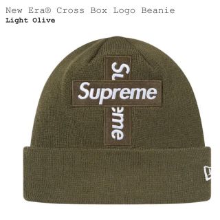 シュプリーム(Supreme)のNew Era Cross Box Logo Beanie 新品 ライトオリーブ(ニット帽/ビーニー)