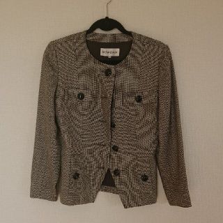 正規品 90s YSL イヴサンローラン ノーカラージャケット 紫 パープル 9