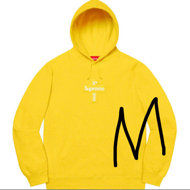 supreme cross box logo hooded 黄色　M