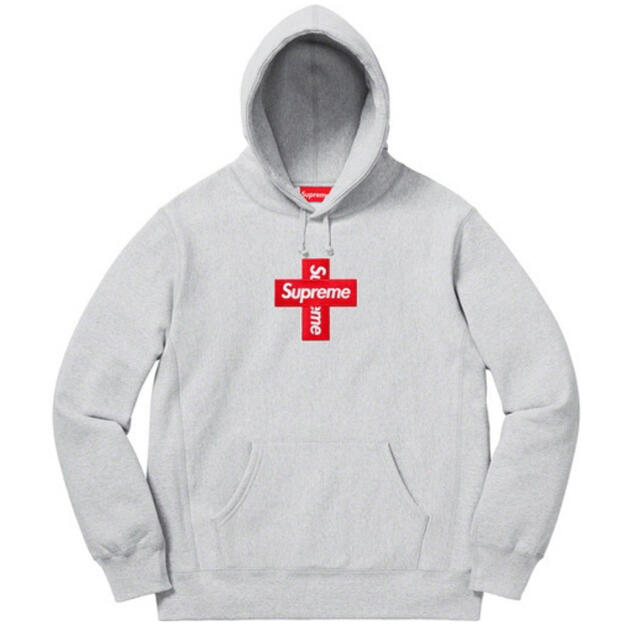 パーカーSupreme Cross Box Logo Hooded Grey M