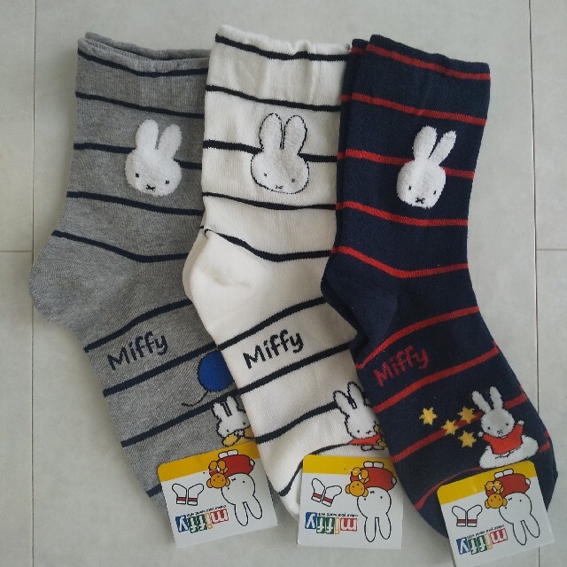 ３足セット♪ミッフィー miffy 靴下 ソックス レディースのレッグウェア(ソックス)の商品写真