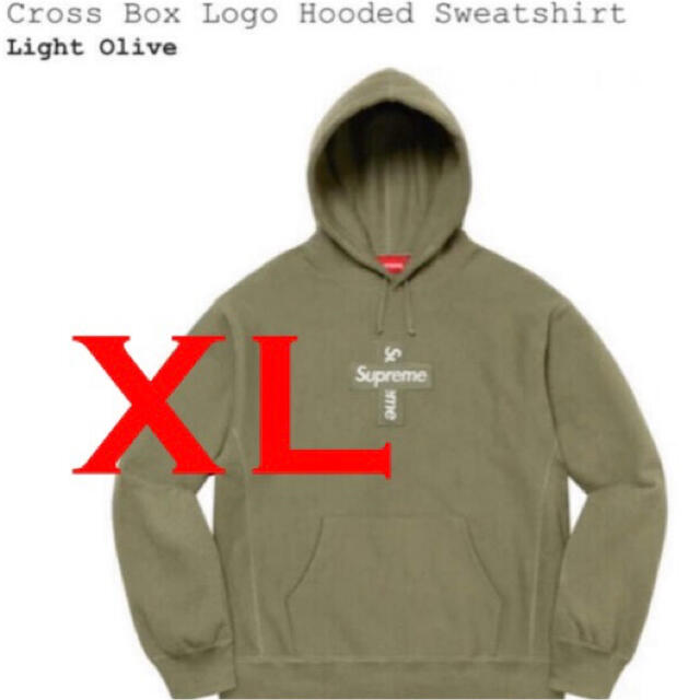 Cross Box Logo Hooded Sweatshirt oliveパーカー