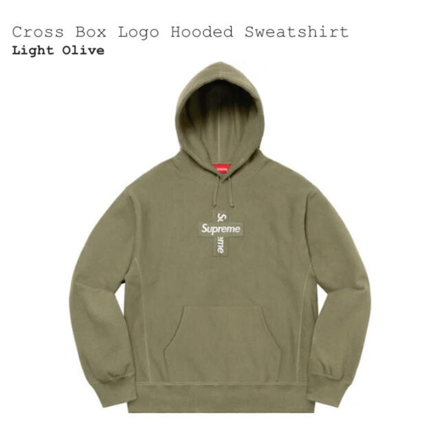 Supreme(シュプリーム)のsupreme cross box logo hooded olive L メンズのトップス(パーカー)の商品写真