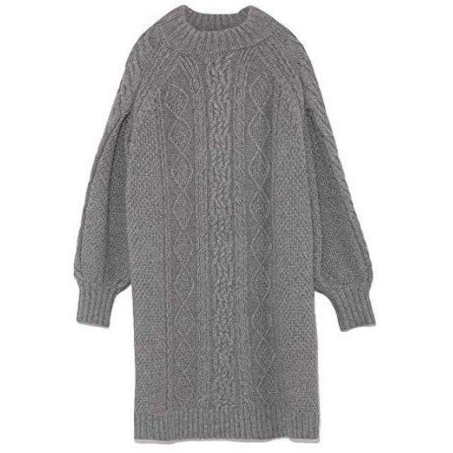 【新品半額】FURFUR★ルージーケーブルニットワンピース★グレー★フリー