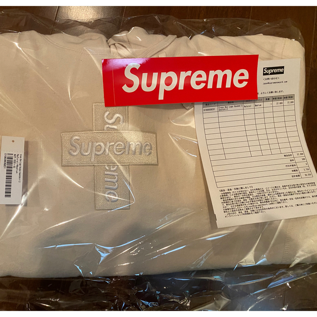 supreme Cross Box Logo Hooded M ナチュラル