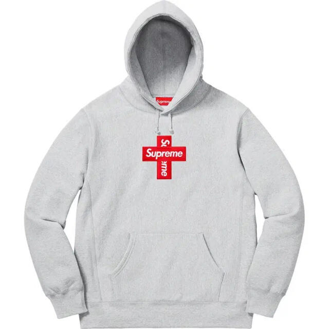 Supreme - supreme cross box logo hooded grey S