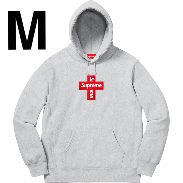 supreme Cross Box Logo Heather Grey Mパーカー