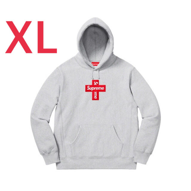 Supreme - Supreme  cross box logo hooded grey XL