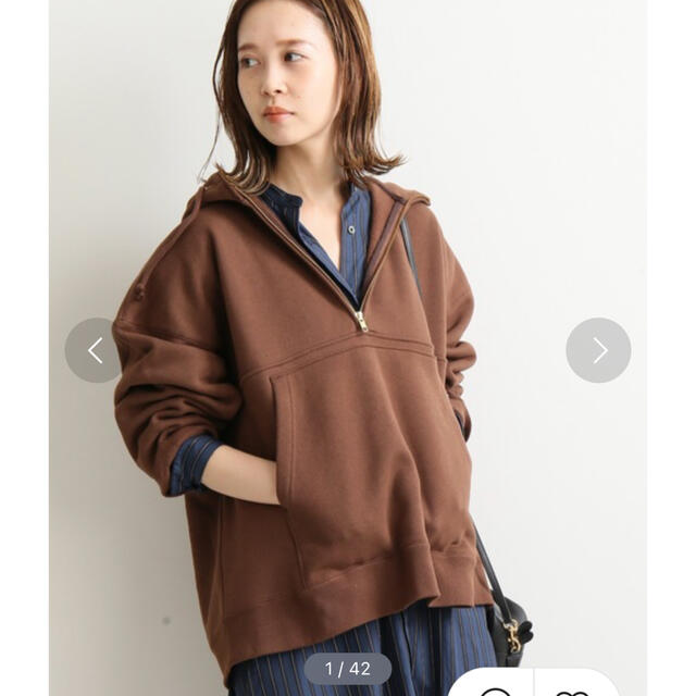 CHAMPION IENA 別注 HALF ZIP フーディー　裏起毛パーカー