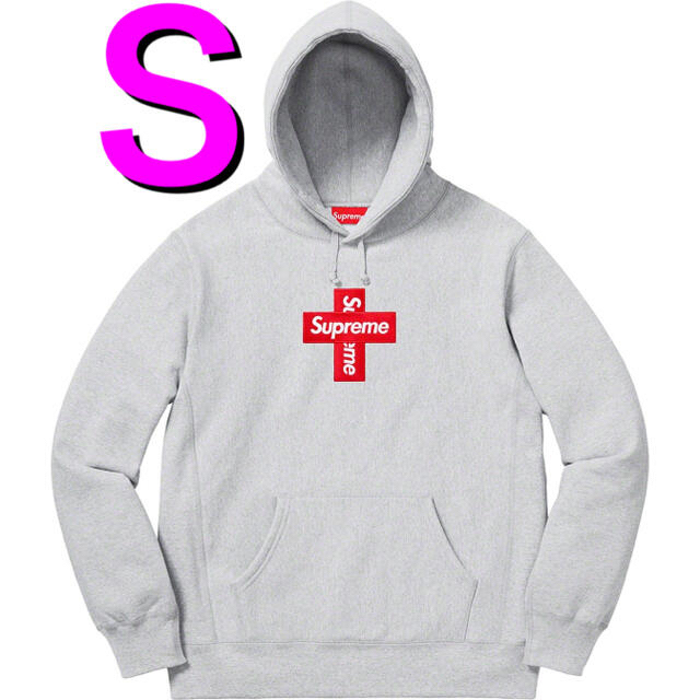 supreme cross box logo hooded grey S