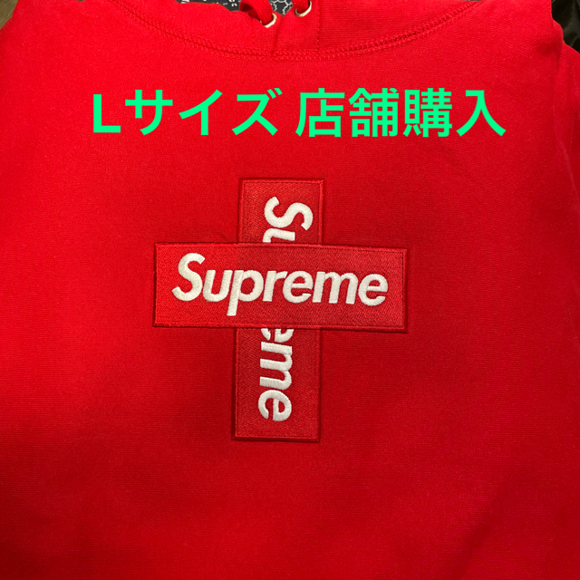 Supreme cross box logo hooded Lサイズ Red