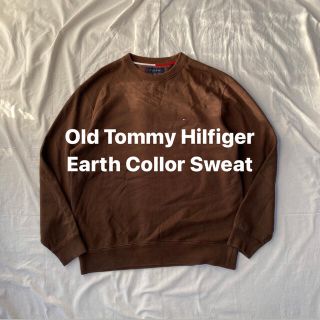 トミーヒルフィガー(TOMMY HILFIGER)のトミーヒルフィガー ワンポイントロゴ刺繍 スウェット トレーナー ブラウン 古着(スウェット)