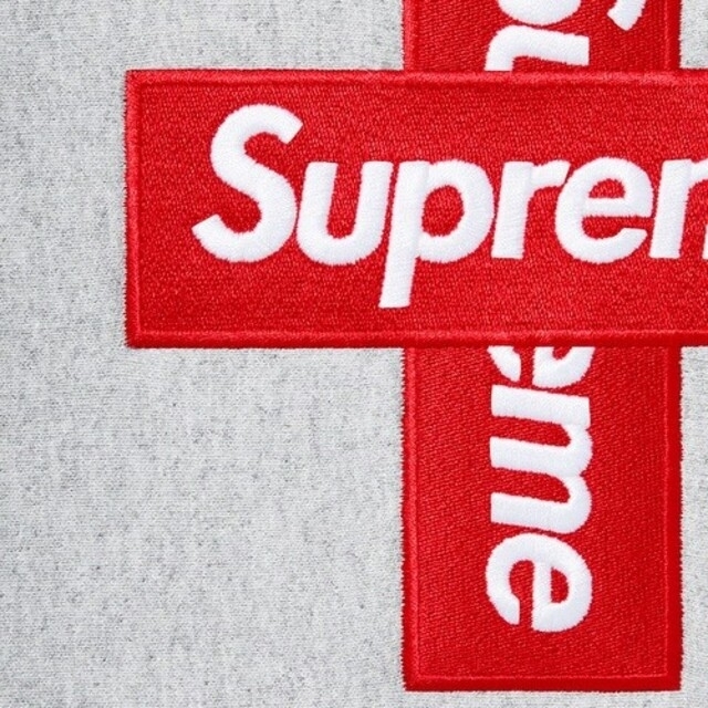 【L】cross box logo hoodie　グレー