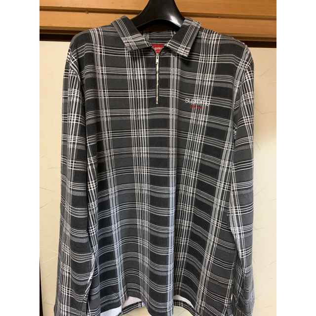 supreme Plaid Zip Up L/S Polo ジップアップ L 祝開店！大放出セール