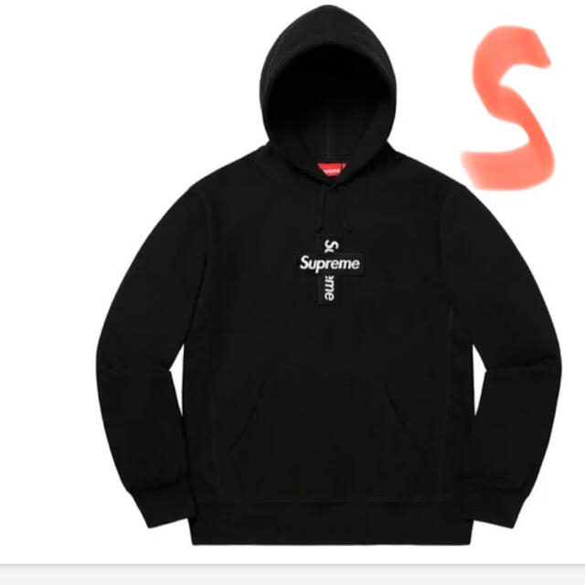 メンズ黒S supreme cross box logo パーカー シュプリーム