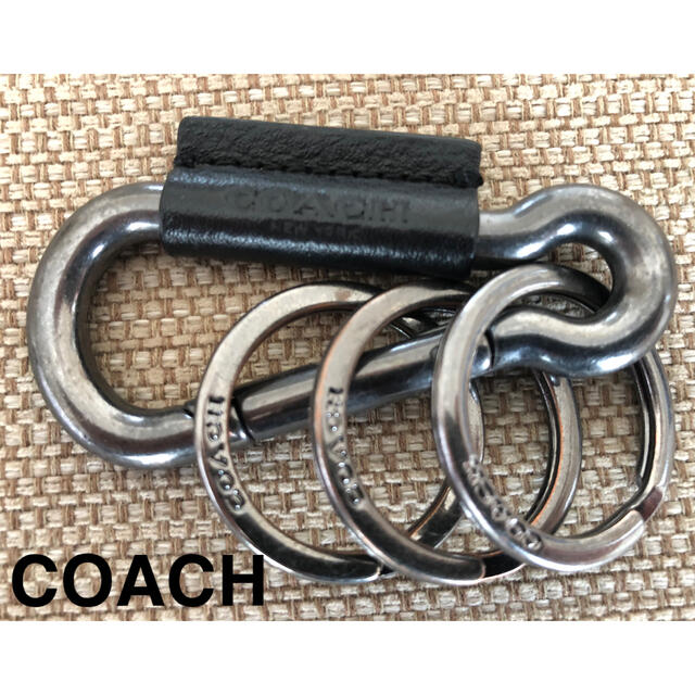 COACH(コーチ)のCOACH キーリング カラビナ キーホルダー クロームシルバー×ブラック メンズのファッション小物(キーホルダー)の商品写真