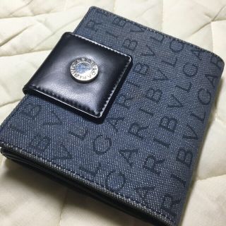 BVLGARI 二つ折り長財布 Wホック ロゴマニア キャンバス レザー