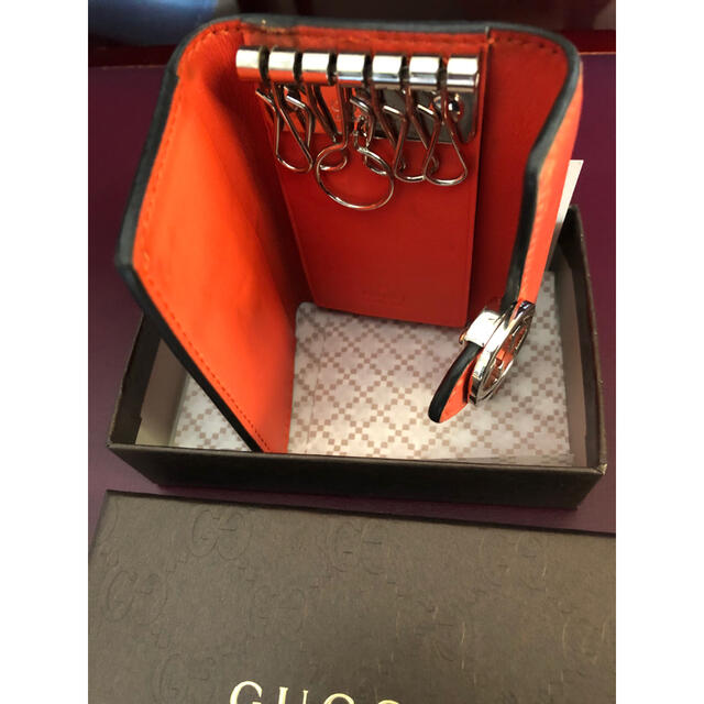 Gucci(グッチ)のタイムセール価格✨GUCCIキーケース6連.GGシルバー金具.オレンジ レディースのファッション小物(キーケース)の商品写真