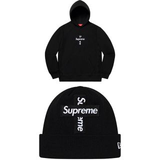 シュプリーム(Supreme)の新品 supreme cross box logo パーカー ビーニー 黒セット(パーカー)