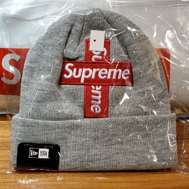 ニット帽/ビーニーsupreme cross box logo beanie グレー