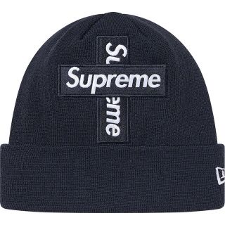 シュプリーム(Supreme)のsupreme Cross Box Logo Beanie navy(ニット帽/ビーニー)