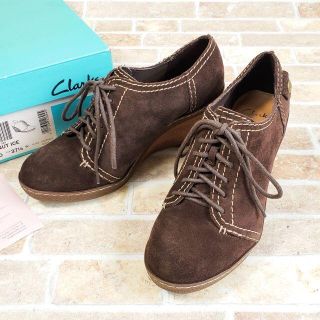 クラークス(Clarks)の美品 クラークス ☆ スエードレザー ウエッジソール ブーティ UK4.5(ブーティ)