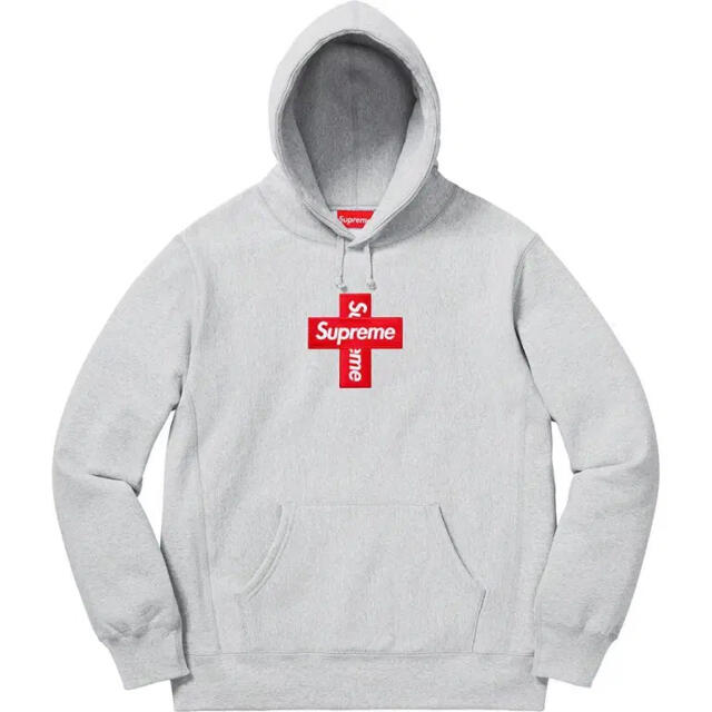 supreme cross box logo hooded grey S