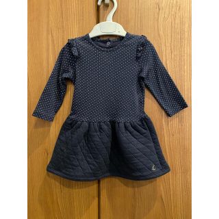 プチバトー(PETIT BATEAU)のプチバトー　ドット柄切替えワンピース チュニック 80(ワンピース)