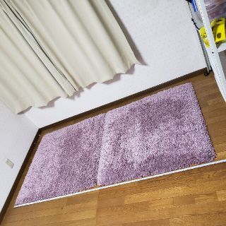 イケア(IKEA)のIKEA シャギー絨毯 100cm×100cm 2枚セット ピンク系 ベルギー製(ラグ)