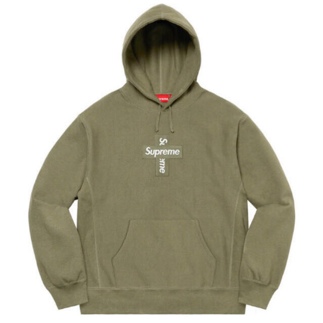 Cross Box Logo Hooded Sweatshirt オリーブXL