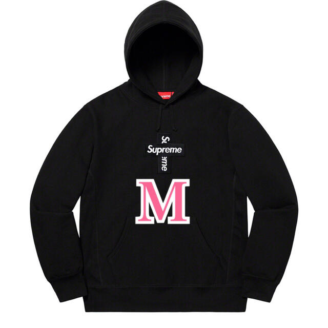 黒M supreme cross box logo パーカー シュプリーム