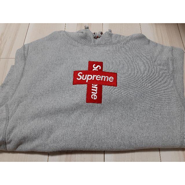 パーカーM grey supreme Cross Box Logo Hooded