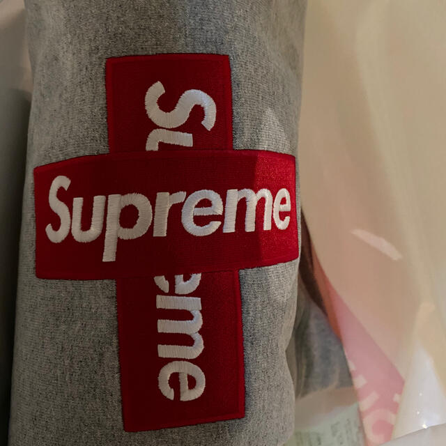 supreme cross box logo グレー