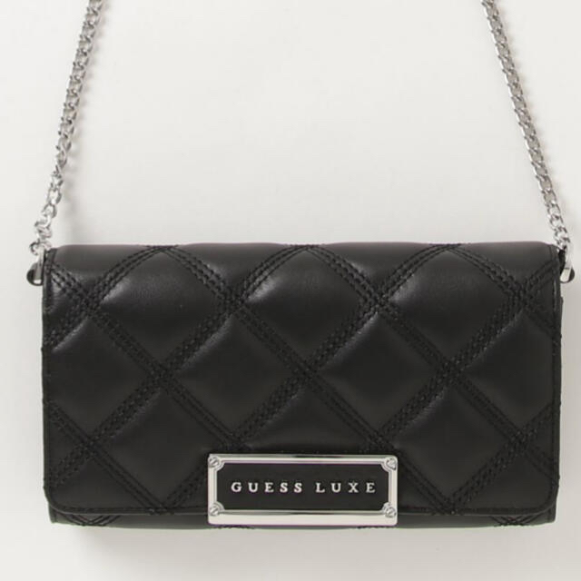 GUESS(ゲス)の新品！Guess LUXE CHAIN WALLETラム革　ブラック メンズのファッション小物(長財布)の商品写真