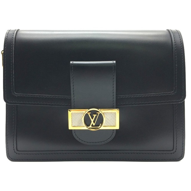 ショルダーバッグルイヴィトン LOUIS VUITTON ドフィネMM M55821 LVロック チェーン 2WAY ショルダーバッグ カーフスキン ノワール ブラック 未使用