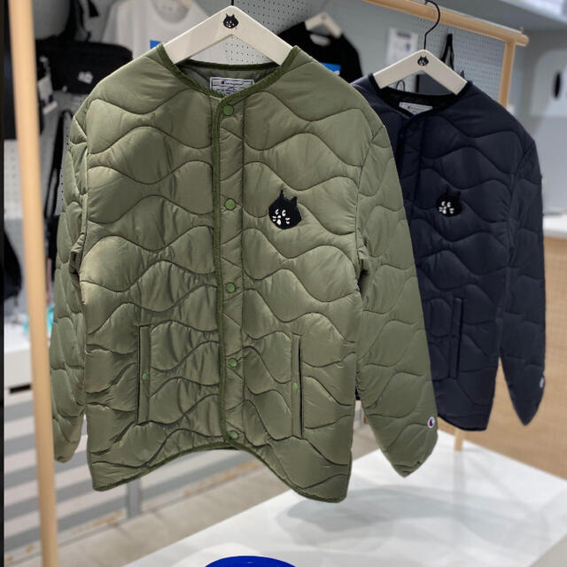 美品✨Champion キルティングジャケット M カーキ ビッグワッペン-