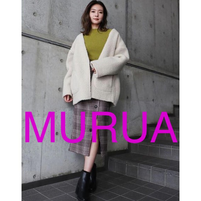 MURUA【ムルーア】ノーカラーボアコート | フリマアプリ ラクマ