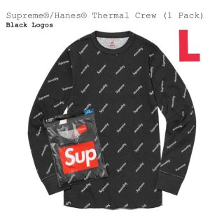 シュプリーム(Supreme)のSupreme®/Hanes® Thermal Crew (1 Pack)黒L(Tシャツ/カットソー(七分/長袖))